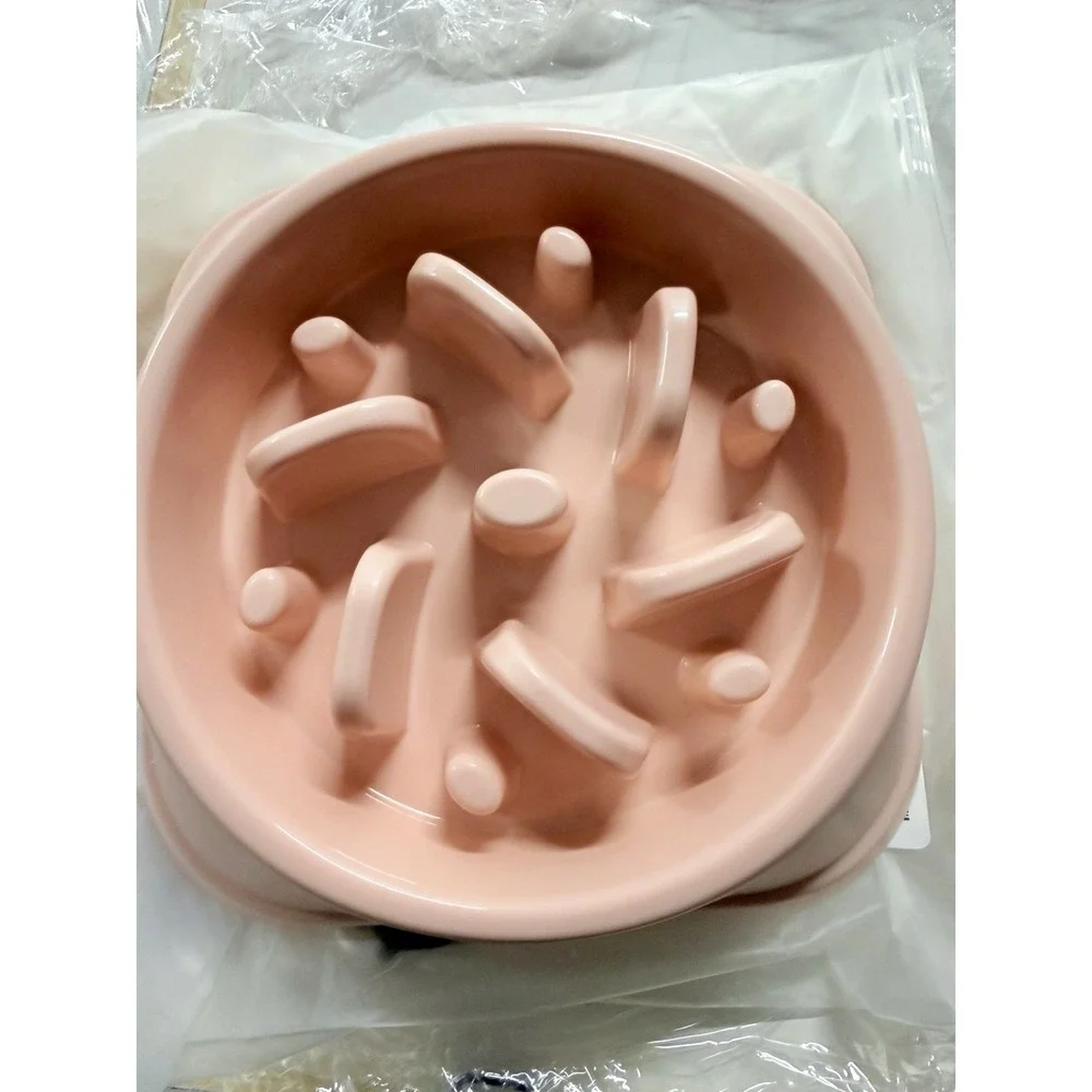 Pink Plastic Non-Slip Slow Feeder Dog Bowl, Adult Life Stage, 1 Bowl